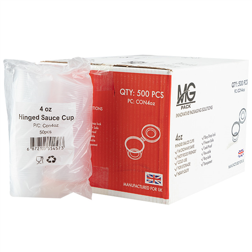 Mgp 4oz Hinged Clear Sauce Cups & Lids