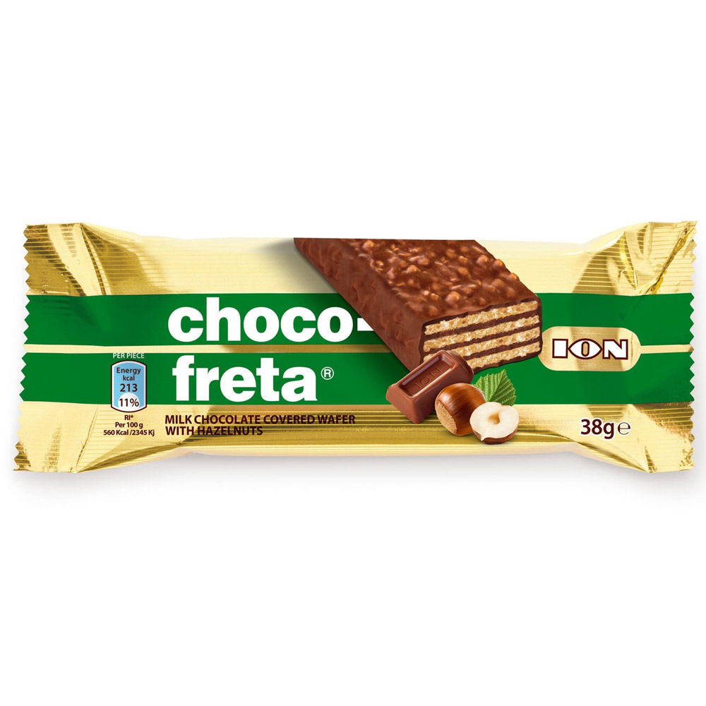 Chocofreta Chocolate Wafer Bar with Hazelnuts (Green) 20x38g