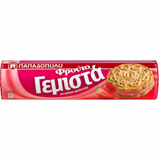 [RE-SNA-032] Papadopoulou Biscotello Sandwich Biscuits Strawberry 