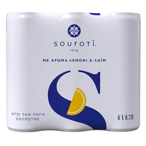 [5201277250524] Souroti Sparkling Water With Lemon Cans