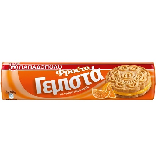 [5201004040657] Papadopoulou Biscotello Sandwich Biscuits Orange