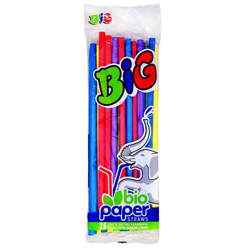 [5206492012070] Colorfull Jumbo Big Flexible Straws Biodergradable