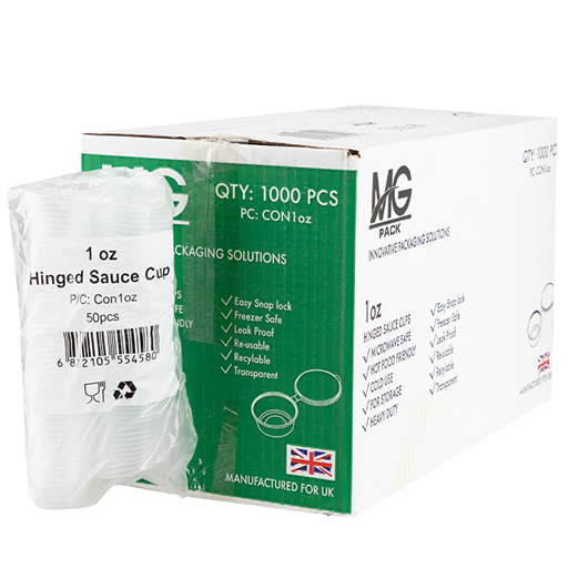 [MPA001] Mgp 1oz Hinged Clear Sauce Cups & Lids