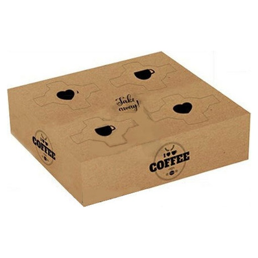 [PAC-039] Paper Cup Holder 4 Positions Kraft