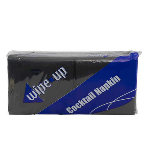 Wipe up Cocktail Napkins 2ply Serviette Black 1/8