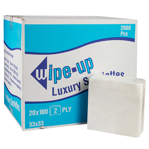 Wipe up Luxury Serviette 2Ply Whie Fold 1/4 cm