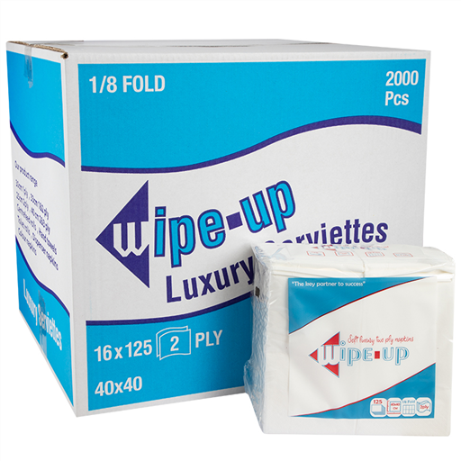 Wipe up Serviette Luxury 1/8 Fold White 2ply