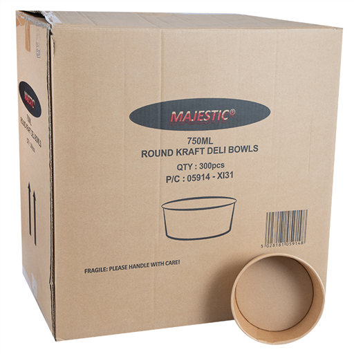 [MAJ125] Majestic Round Kraft Deli Bowls 750ml