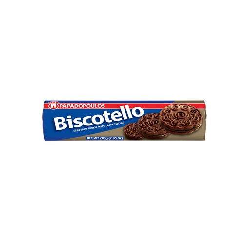 [5201004040633] Papadopoulou Biscotello Sandwich Biscuits Chocolate